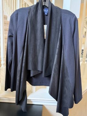 Splendid Black Draped Open Front Cardigan